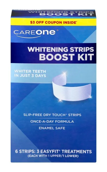 32777 careone whitening strips boost kit packaging